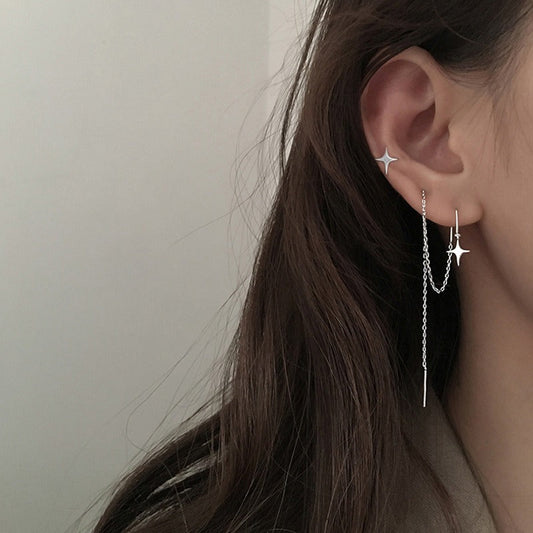 Boucle d'oreille chaine pendante minimaliste