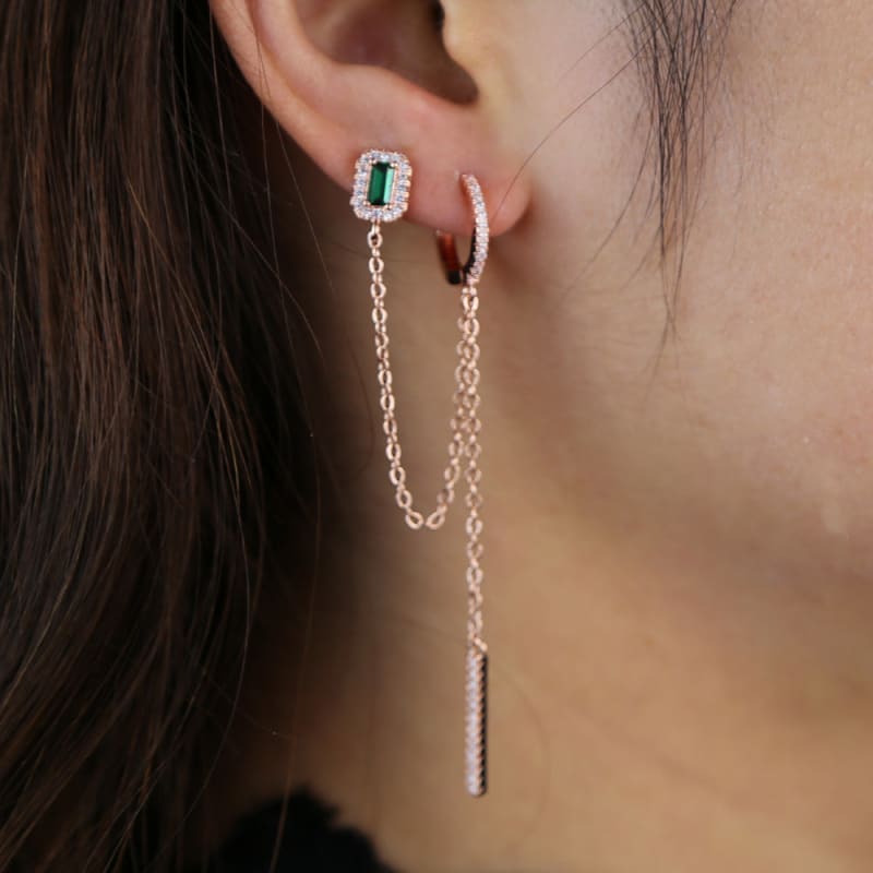 Boucle d’oreille chaine plaqué or rose - Or rose