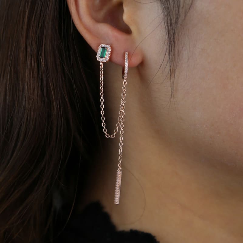 Boucle d’oreille chaine plaqué or rose