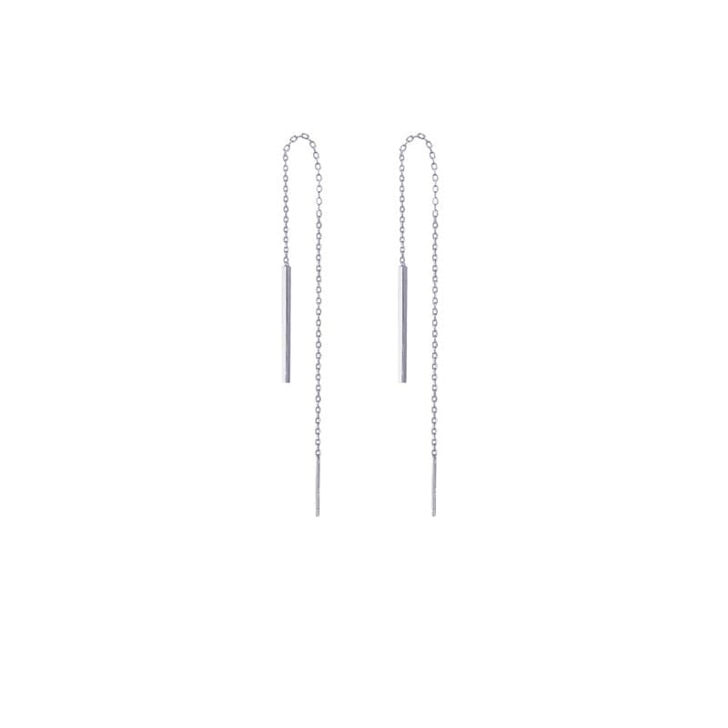 Boucle d’oreille chaine traversante argent