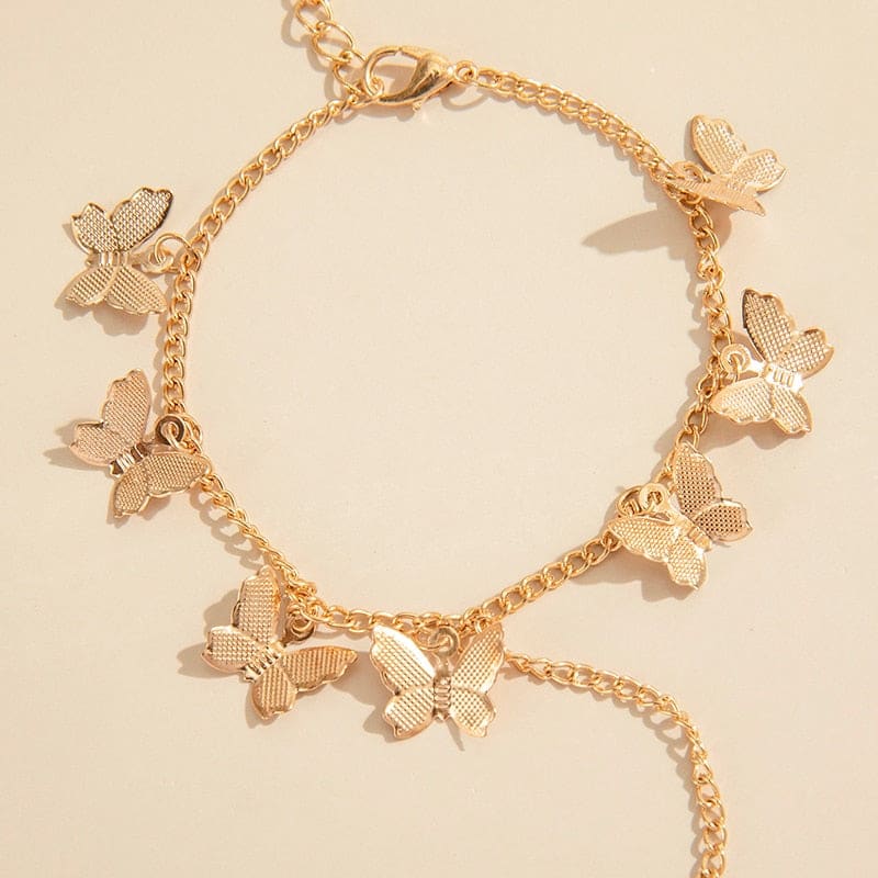 Bracelet bague chaine main or
