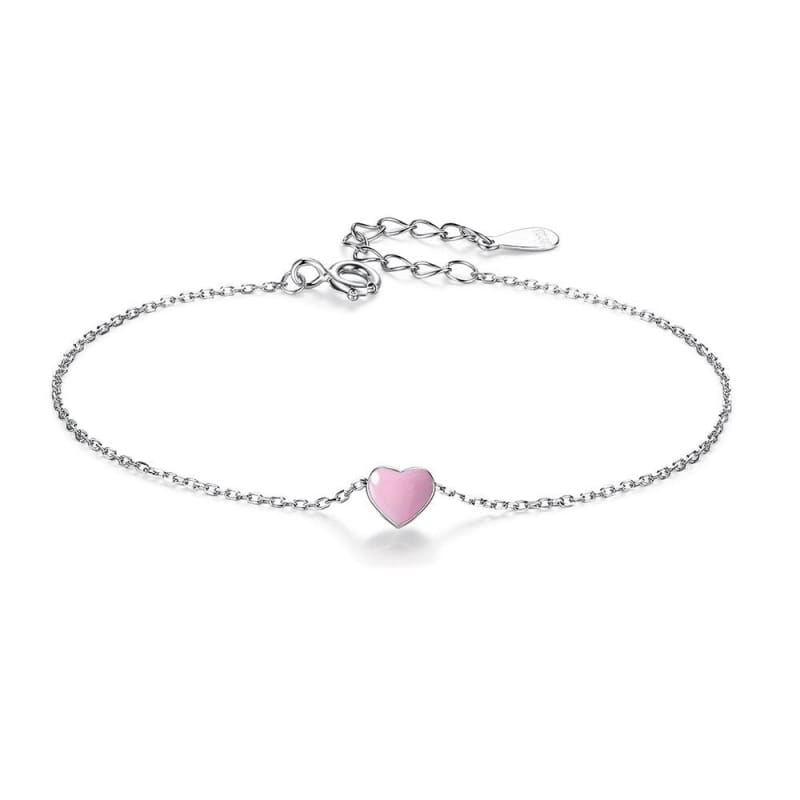 Bracelet chaine avec coeur - Rose