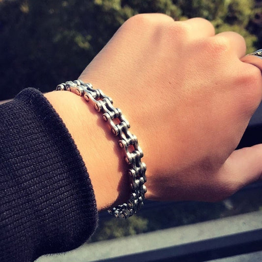 Bracelet chaine de moto en argent