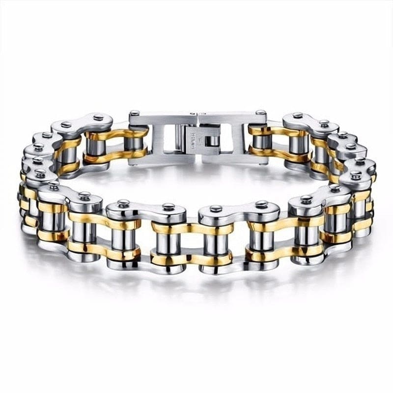 Bracelet chaine de vélo titane - Silver Gold