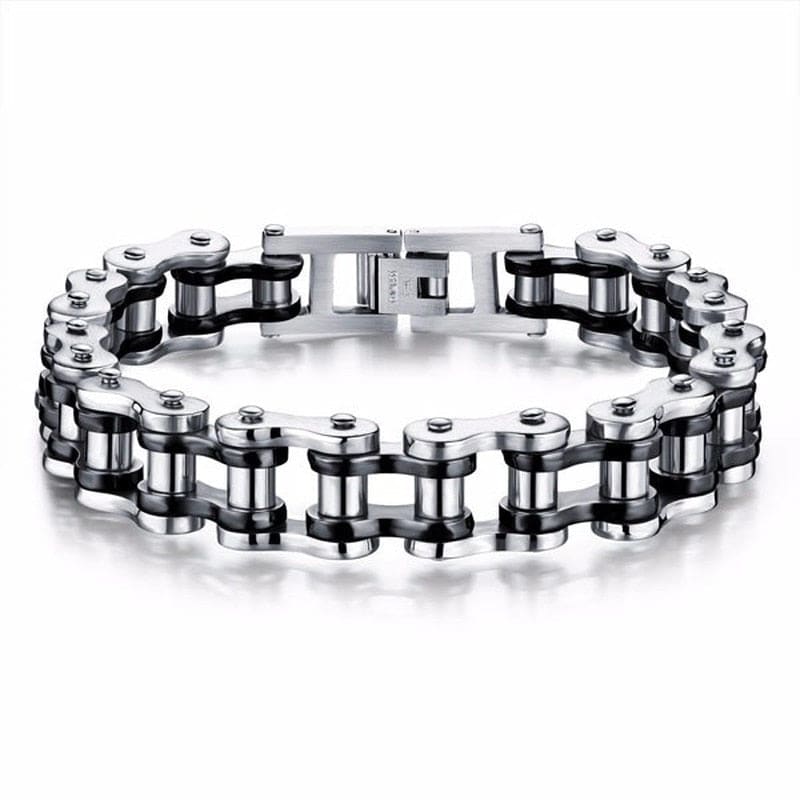 Bracelet chaine de vélo titane - Silver Black