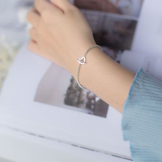 Bracelet chaine fine en argent - Coeur