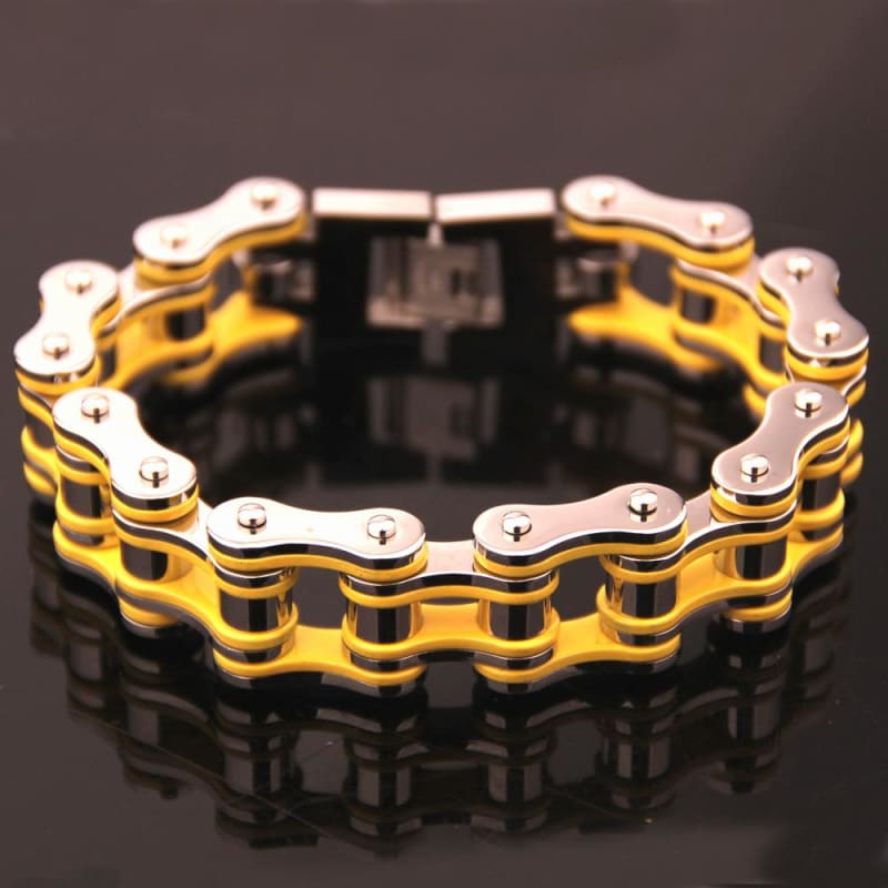 Bracelet chaine moto jaune
