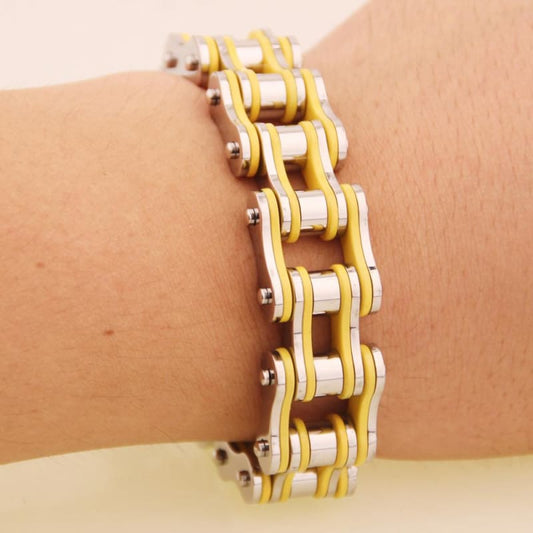Bracelet chaine moto jaune