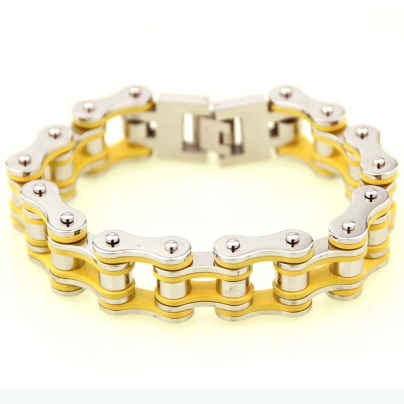 Bracelet chaine moto jaune