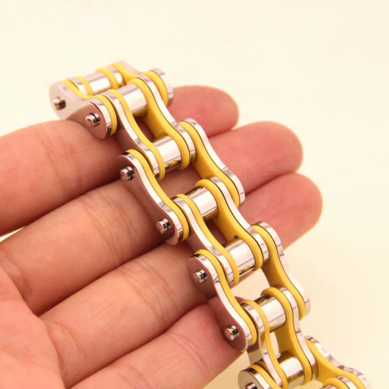 Bracelet chaine moto jaune