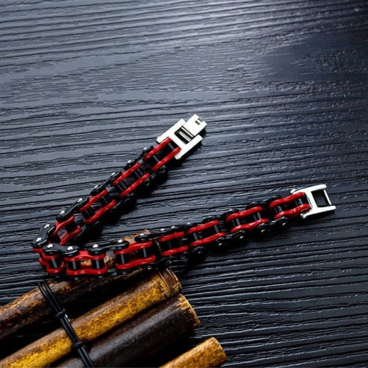 Bracelet chaine moto rouge