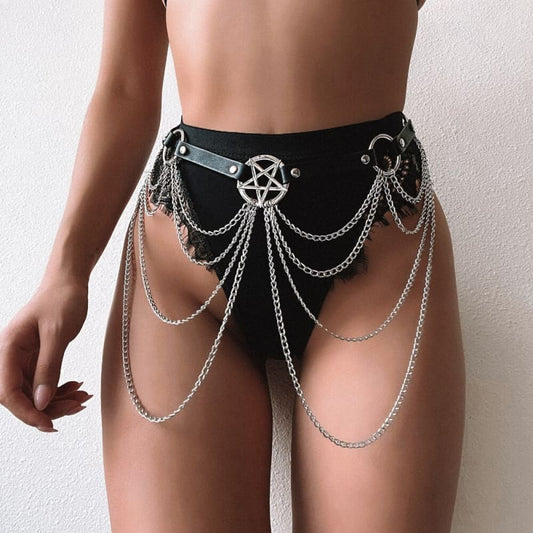 Ceinture harnais en cuir gothique