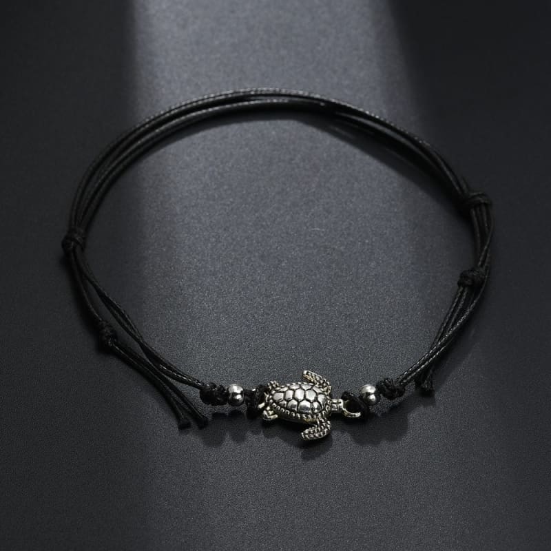 Chaine de cheville avec tortue de mer - Noir