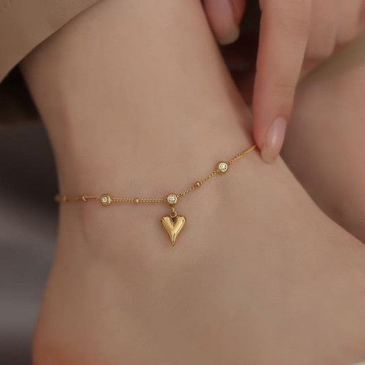 Chaine de cheville coeur