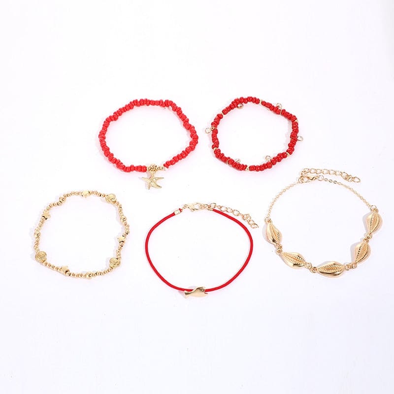 Chaine de cheville coquillage or