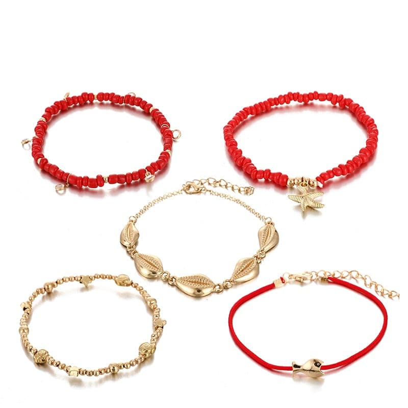 Chaine de cheville coquillage or