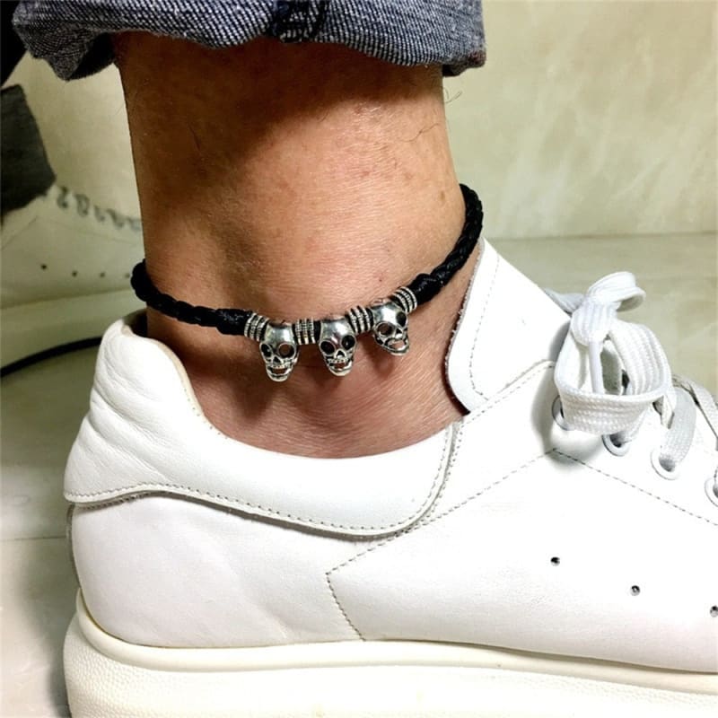 Chaine de cheville tête de mort