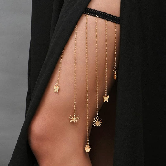 Chaine de cuisse avec pendentifs insectes