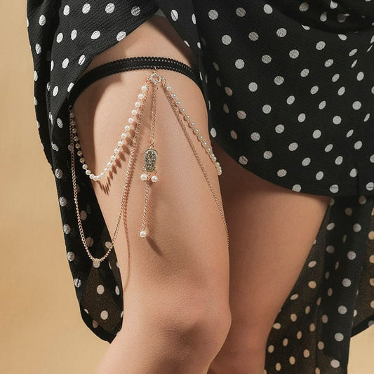 Chaine de cuisse bohème perlée