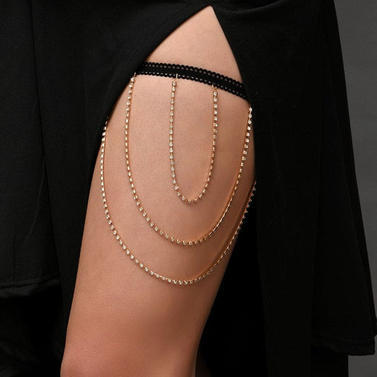 Chaine de cuisse en strass scintillant