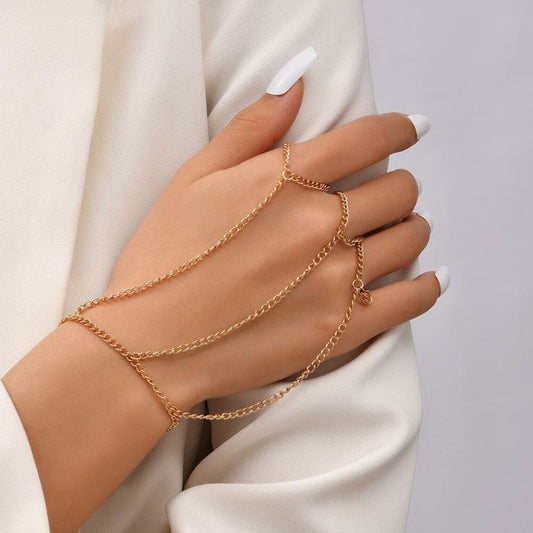 Chaine de main triple bague
