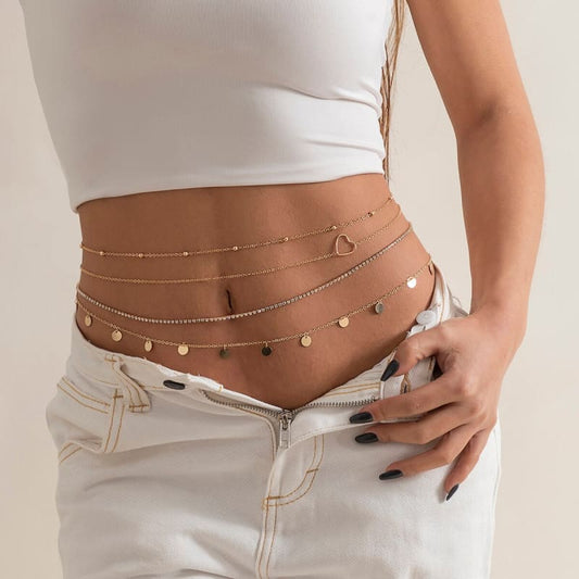 Chaine de taille multicouche dorée - Or