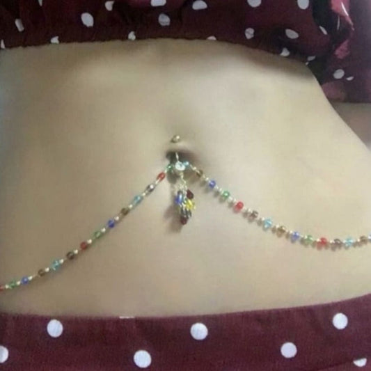 Chaine de taille nombril multicolore