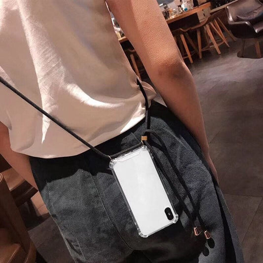 Chaine de téléphone bandoulière anti-chute avec coque -