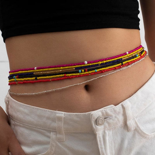Chaine de ventre africaine - Jaune / 80 cm