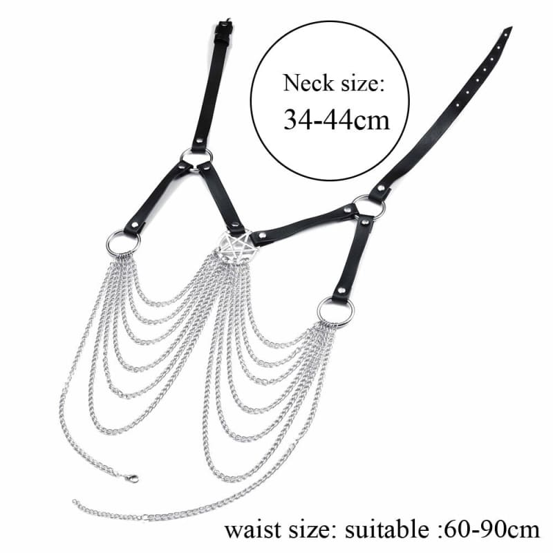 Harnais en cuir pour poitrine avec longues chaines