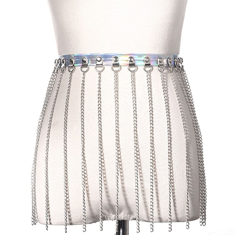 Harnais en cuir sexy avec chaines pendantes - Holographique
