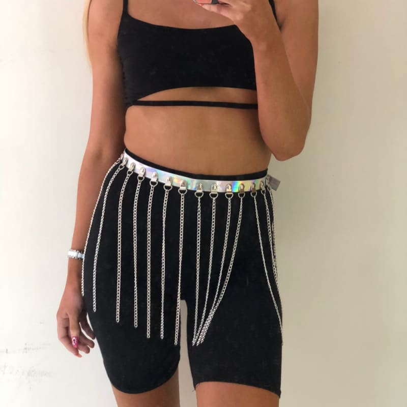 Harnais en cuir sexy avec chaines pendantes