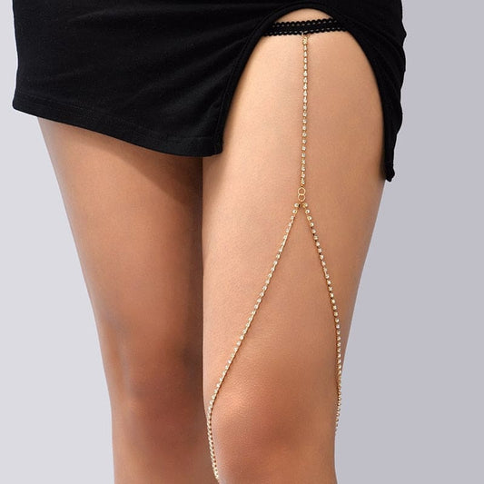 Longue chaine de cuisse avec strass