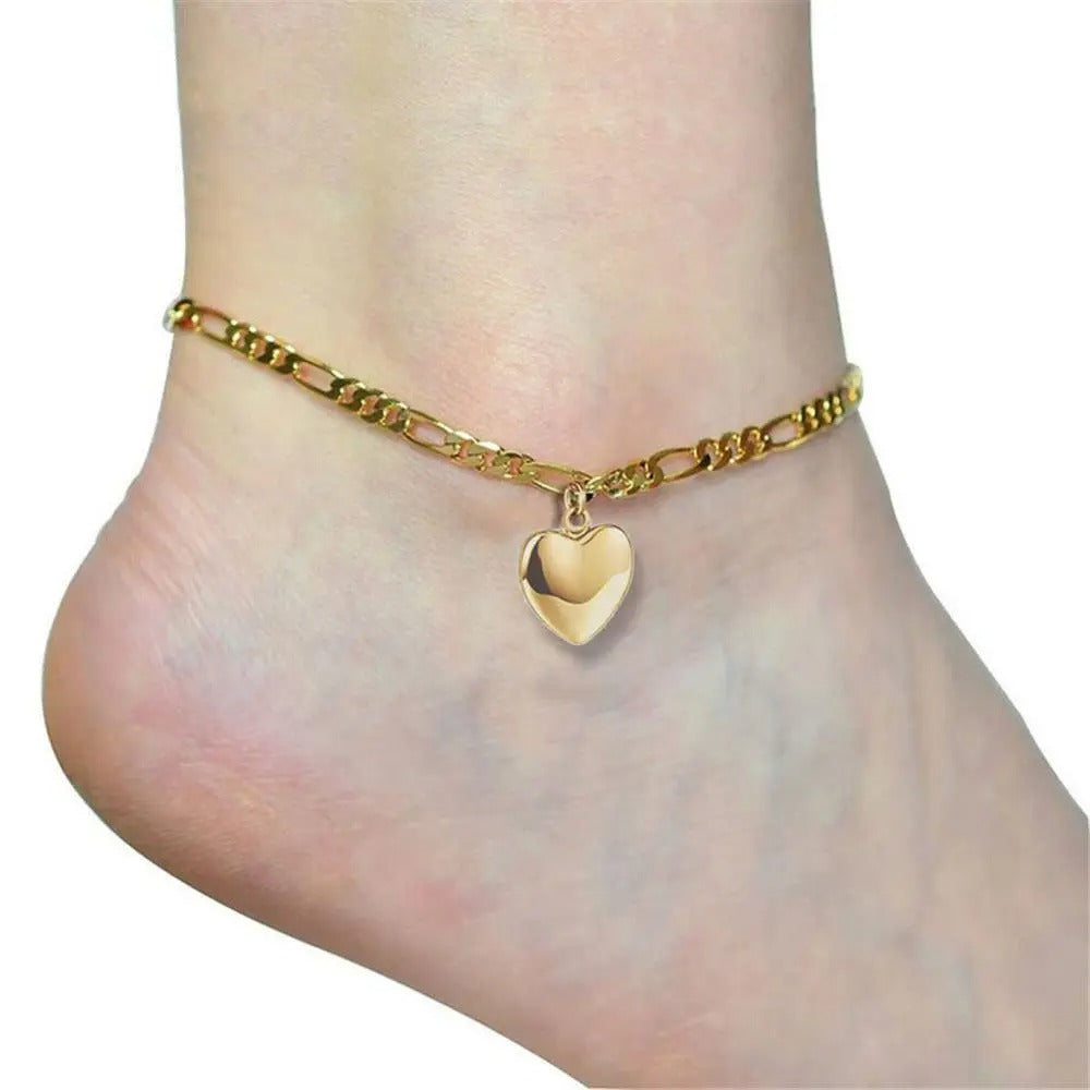 Chaine de cheville avec coeur