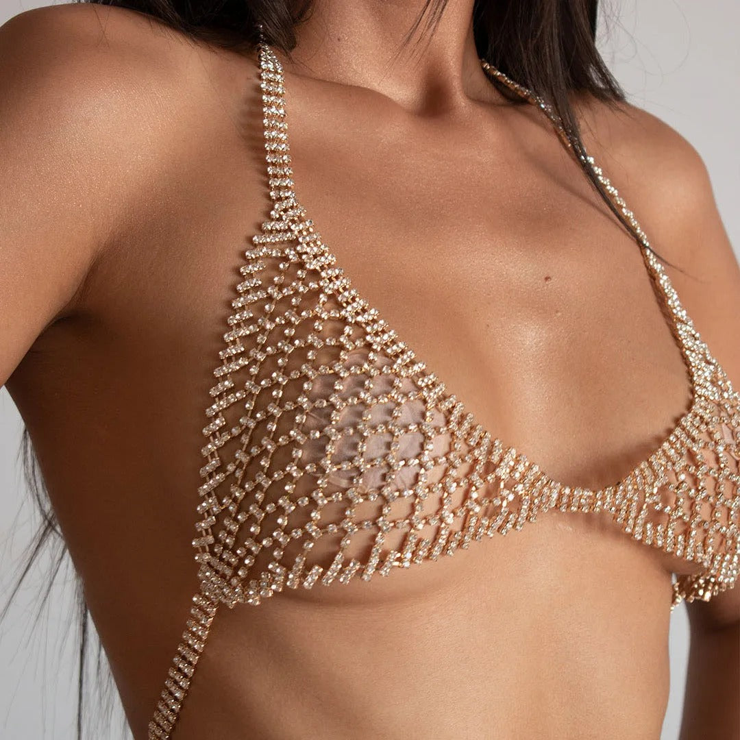 Chaine de corps soutien-gorge en strass