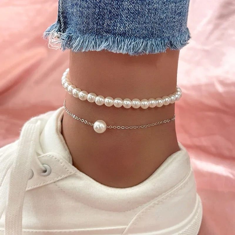 Chaine de cheville en perle