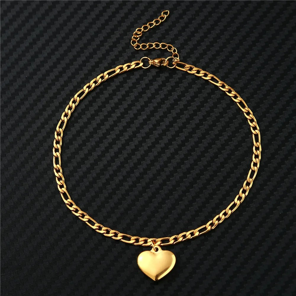 Chaine de cheville avec coeur