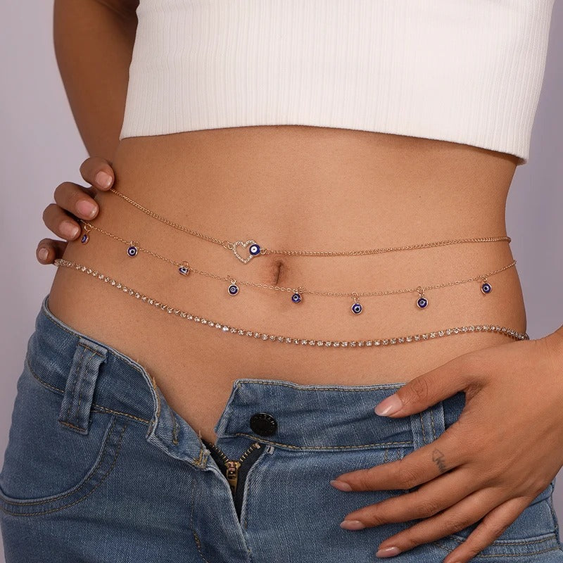 Chaine de taille dorée avec oeil