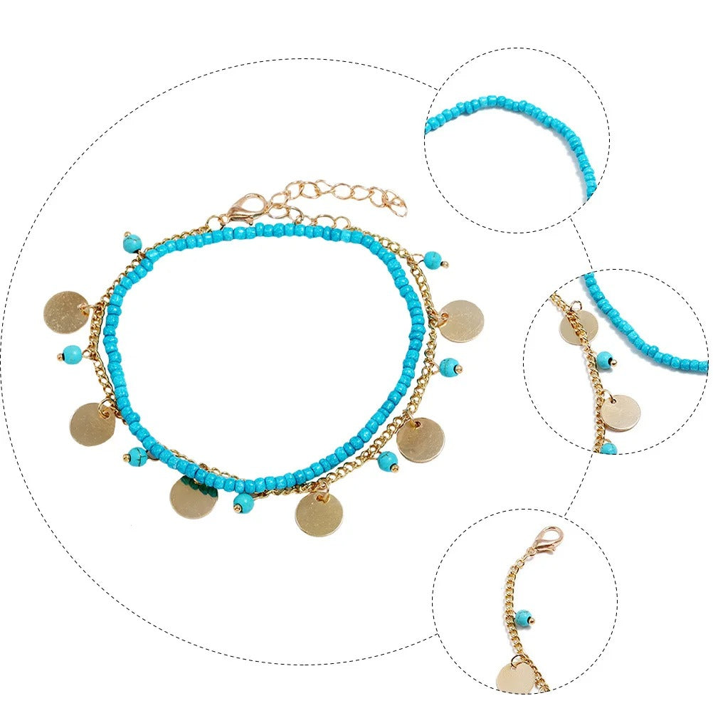 Chaine de cheville bleue