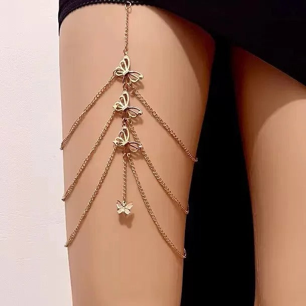 Thigh chain adorned with butterflies