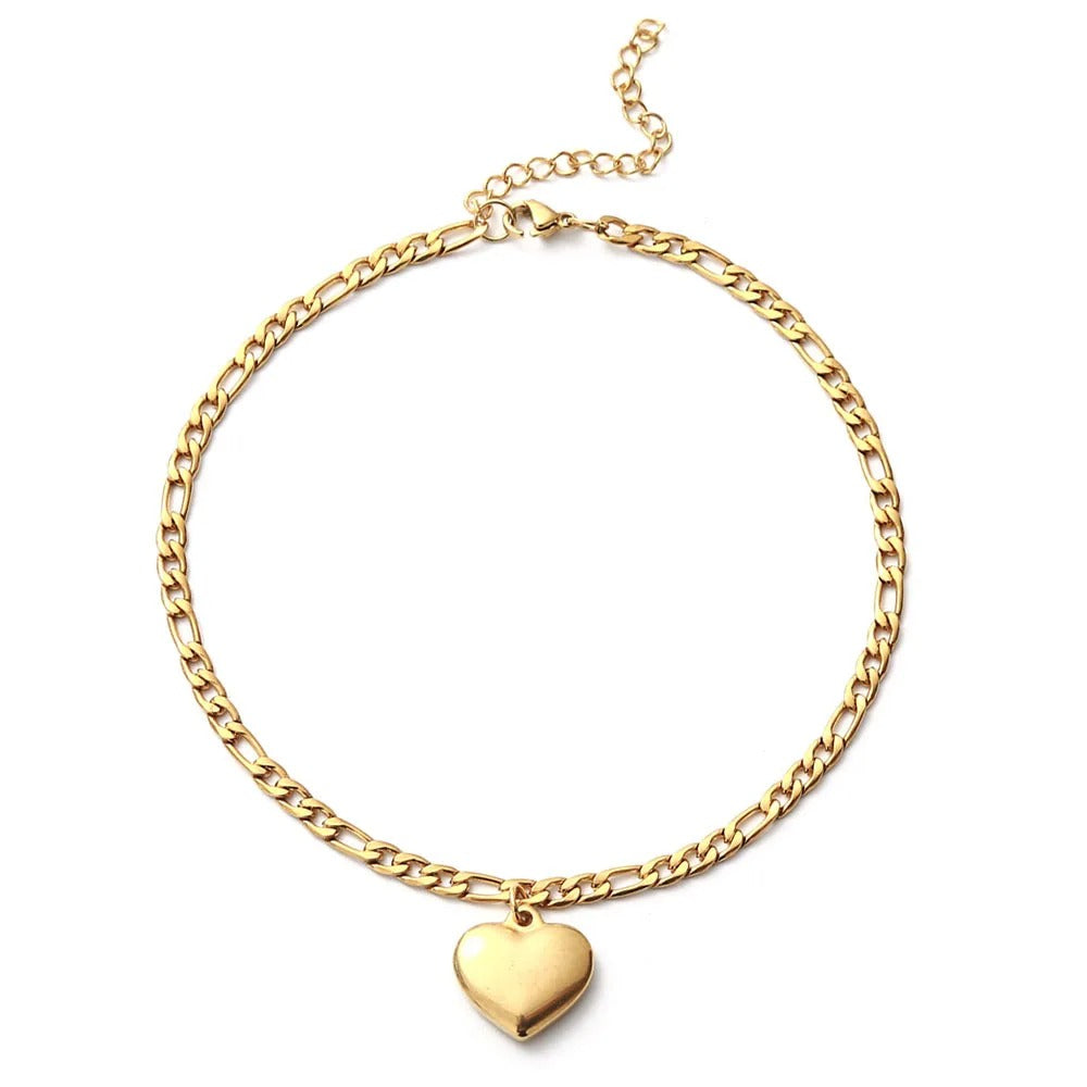 Chaine de cheville avec coeur