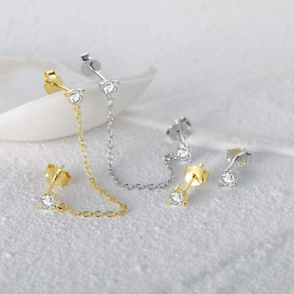 Ensemble Collier Et Boucles D'oreilles Chaîne Dorée - Marque Plunder - Neuf Avec étiquettes