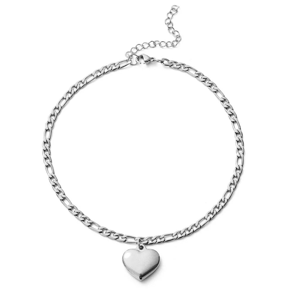Chaine de cheville avec coeur
