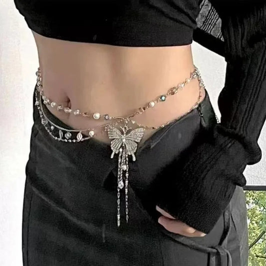 Ceinture chaine perle et papillon