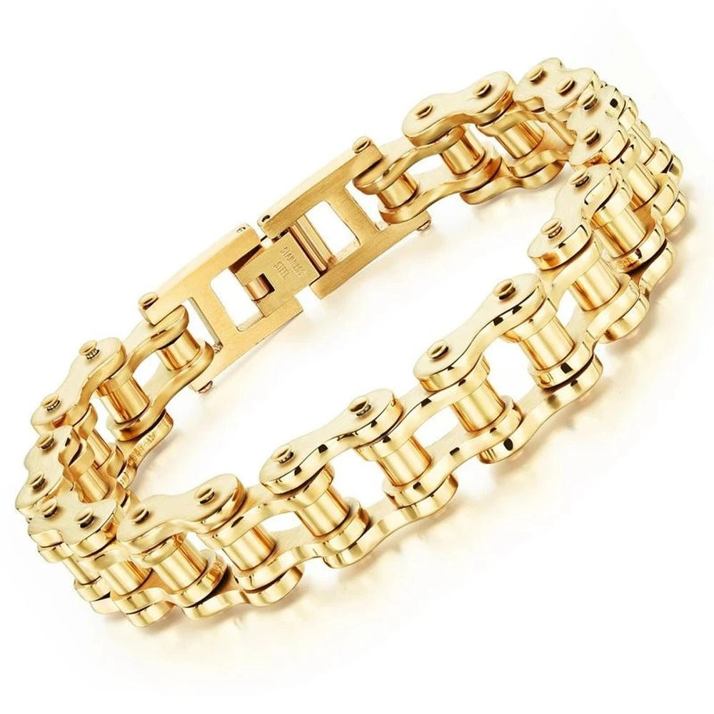 Bracelet chaine de vélo or jaune