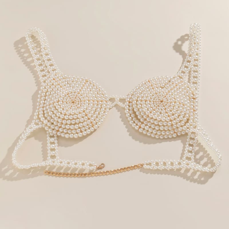 Soutien gorge avec perles blanches