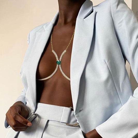 Soutien gorge strass avec pierre - Couleur or / White