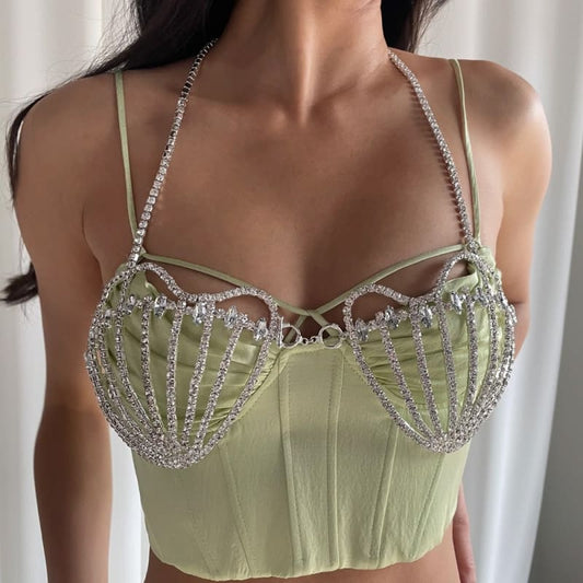 Soutien gorge strass en forme de coquillage de sirène