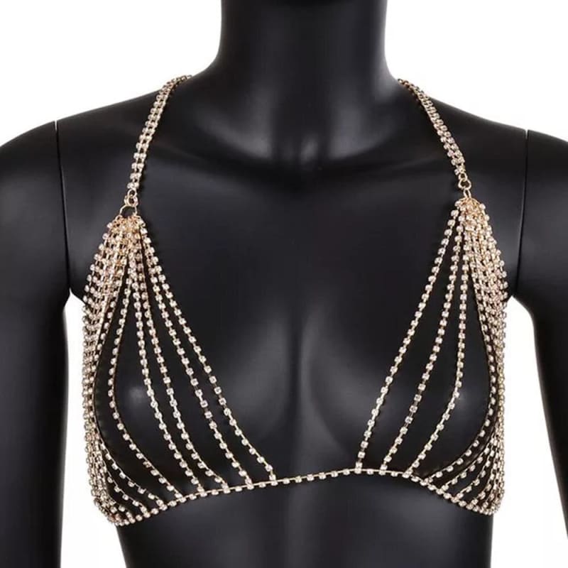 Soutien gorge strass séduisant - Couleur or