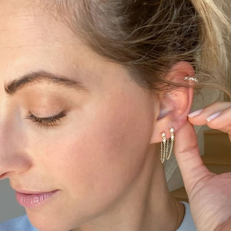 Boucle d’oreille chaine 2 trous vintage